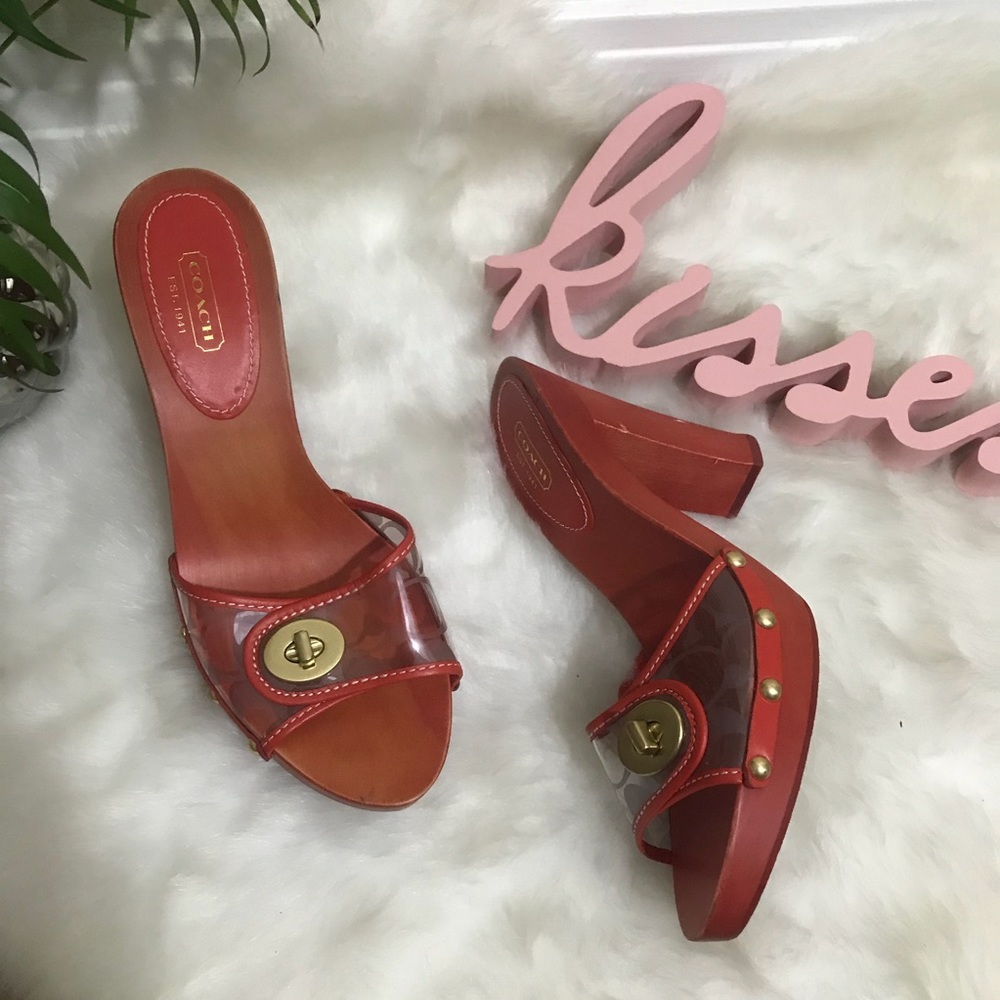 Coach Cagney Wood Clogs Mules